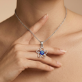 Sterling Silver Evil Eye Flower Necklace
