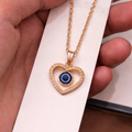 Evil eye heart pendant necklace rose gold for women